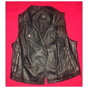 Black leather vest